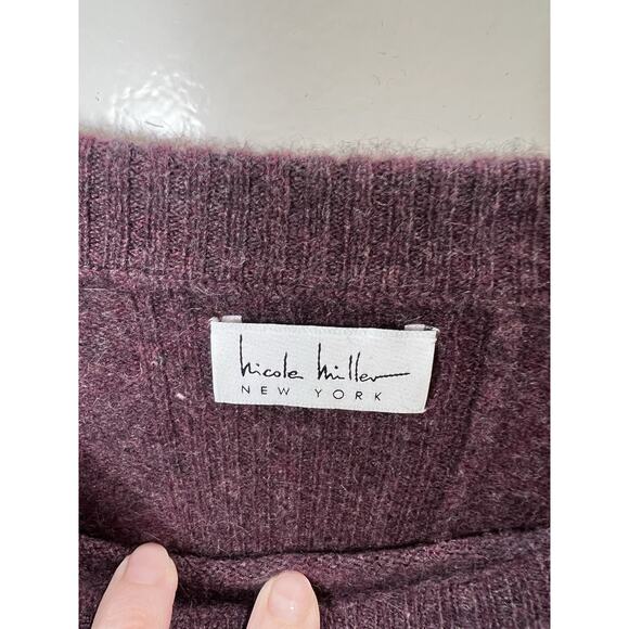 Nicole Miller Women’s Cashmere Sweater Size L Purple Minimalist Luxurious Soft - Picture 3 of 8